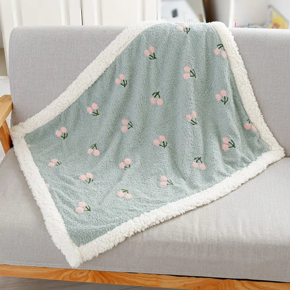 Cat Cape Cherry Pattern Fluffy Pet Blanket Warm Soft Warm Cat Sleeping Mat Velvet Comfortable Puppy Kennels Bed Cover Autumn