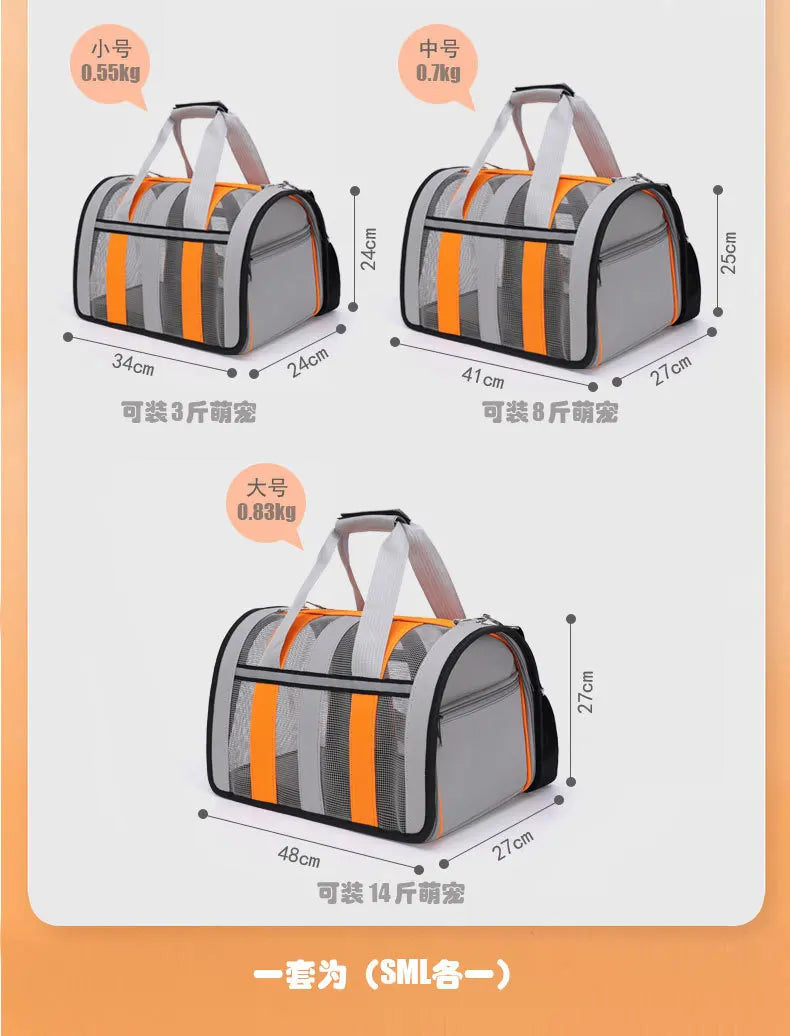 Solid Colour Large Capacity Pet Bag Outdoor Portable Bag Breathable Cute Pet Bag Fashion Foldable Pet Handbag