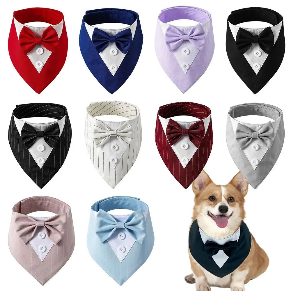 Comfortable Fashion Adjustable Tuxedo Bow Ties Pet Saliva Towel Formal Tie Bow Tie Collar Dog Necktie