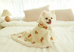 INS Winter Warm Scarf Bear White Rabbit Blanket Clock Pet Dog Warm Mantle Cover Blanket Sleeping Coat Hoodie New Year Gifts