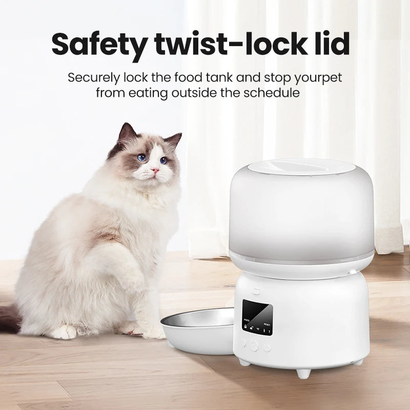 ROJECO WiFi Automatic Cat Feeder 3L Smart Pet Food Dispenser APP Remote Control Pet Feeder Feeding Food Bowl Cat Accessories