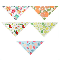 Fashion Hawaiian Style Pet Triangle Scarf Fruit Pattern Adjustable Dog Bandanas Bib Cartoon Soft Dog Neck Scarf for Summer