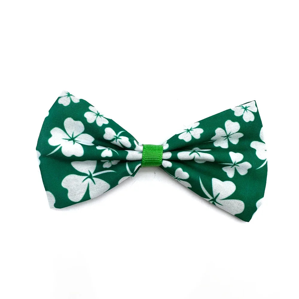 New Style ST Patrick's Day Dog Bow Ties Sliding Dog Bow Tie Cloth Collar Clover Pattern Holiday Accessories Green Pet Bow Tie