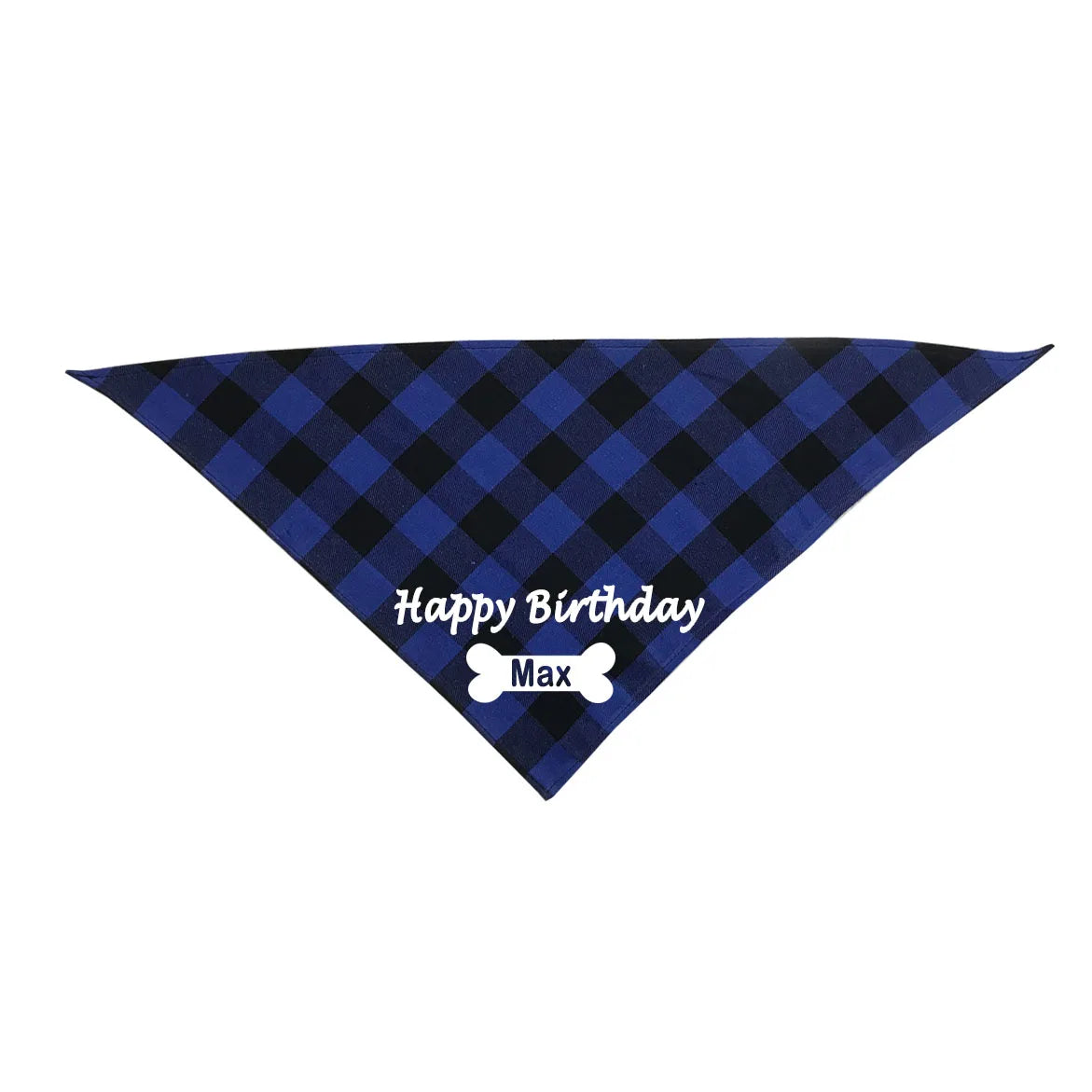 Custom Dog Bandana Happy Birthday Personalized Name Scarf Dog Cat Plaid Triangular Bib Scarf Collar Pet Items Accessories