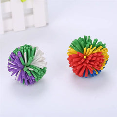 2Pcs Cat Ball Toy Colorful Fake Feather EVA Kitten Play Toy Pet Interactive Toy Cat Toys Ball Play Chewing Training Cat Supplies