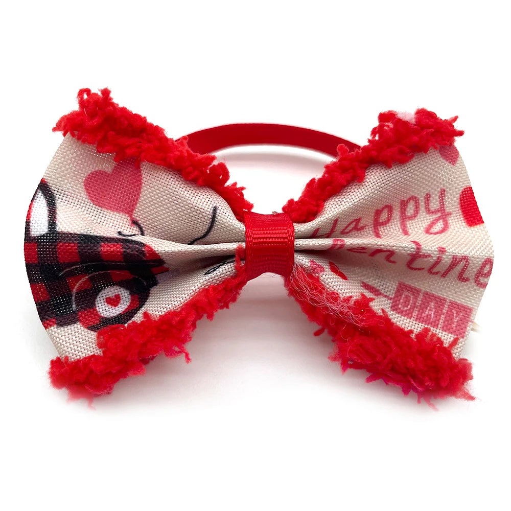 Dog Valentine's Day Bow Ties Pet Dog Neckties Love Pattern Collar for Small Middle Dog Puppy Neckties Pink Bows