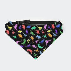 Fun Dinosaur Pattern (Black Background) Dog Bandana Bulk Small Large Dog Bibs Scarf Cotton Pet Puppy Kerchief Summer