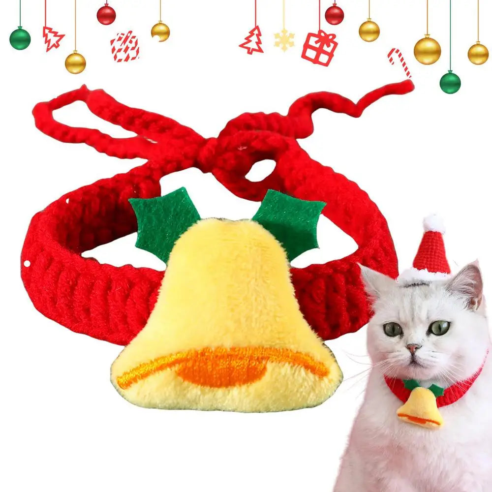 Cat Christmas Scarf Knitted Christmas Pet Clothes Breathable Pet Bandana Festive Pet Scarf For Rabbits Kitten Puppy