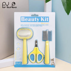 Pet supplies Cat nail clippers comb brush three-piece pet grooming hair-pulling needle comb cat and dog comb brush set