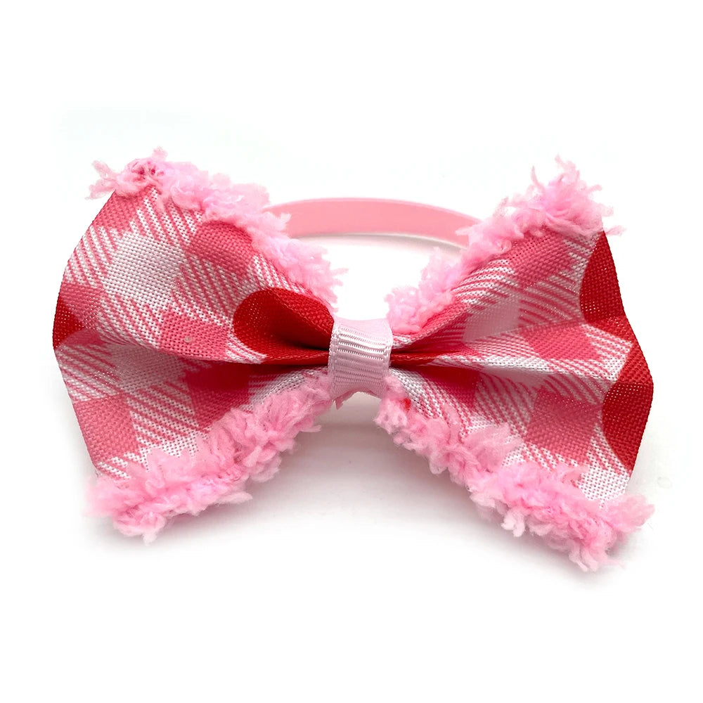 Dog Valentine's Day Bow Ties Pet Dog Neckties Love Pattern Collar for Small Middle Dog Puppy Neckties Pink Bows