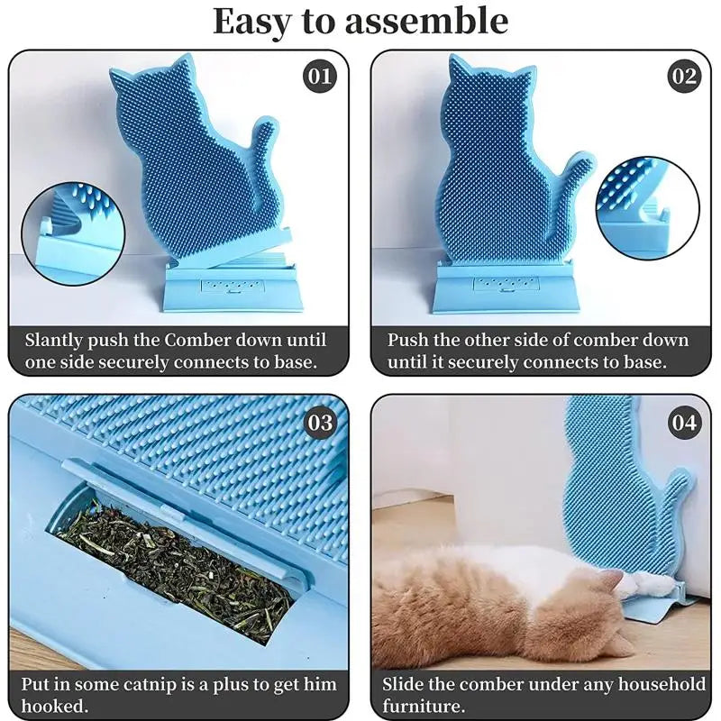 Massage Cat Comb with Catnip, Soft Pet Brush for Cats, Self Groomer, Rubs the Face, Tickling Comb, Grooming Tool