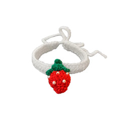 Cute Crocheted Cat Collar Woolen Dog Bandana Strawberries Carrot Pet Necklace Manual Cat Scarf for Small Cats Pet Supplies