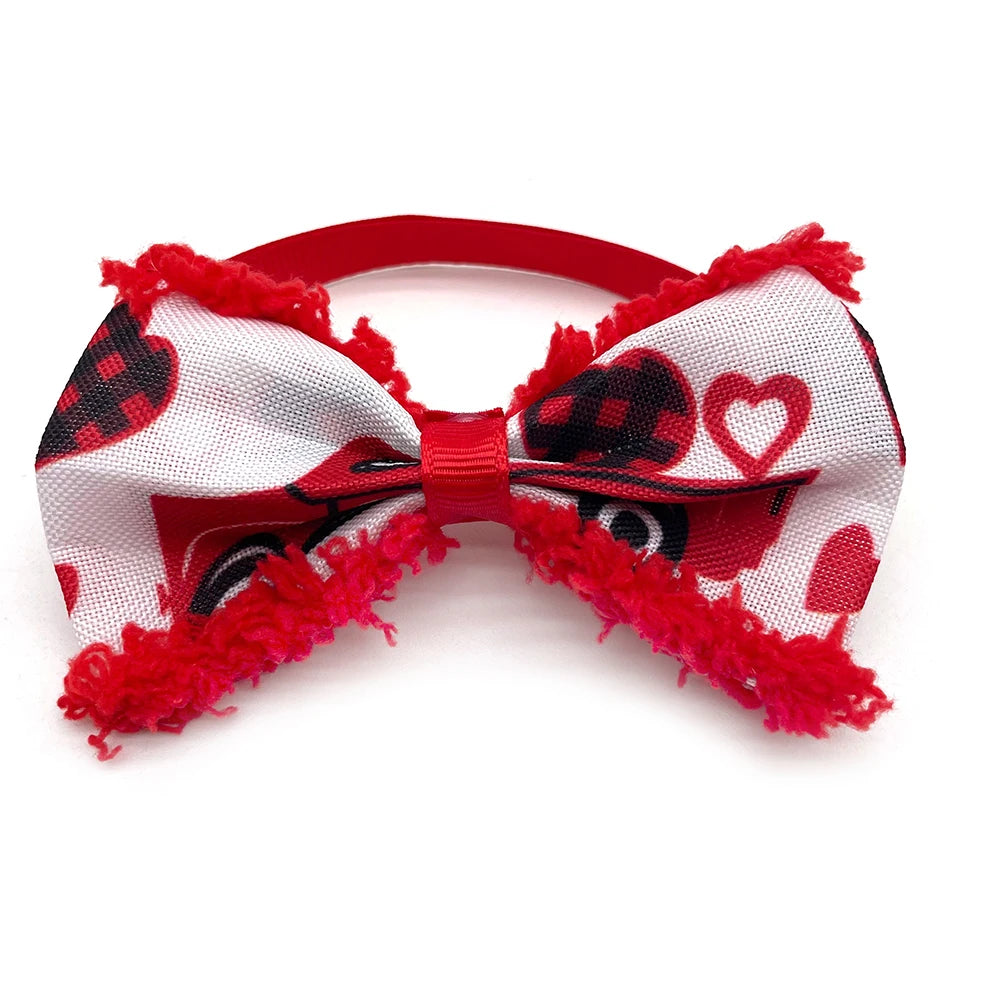 Dog Valentine's Day Bow Ties Pet Dog Neckties Love Pattern Collar for Small Middle Dog Puppy Neckties Pink Bows