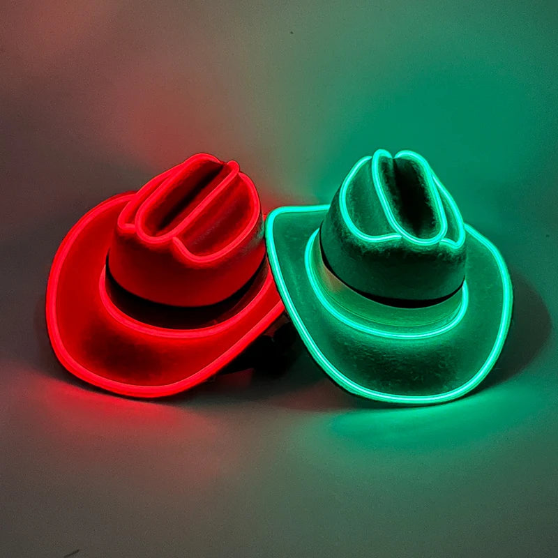 Wireless LED Pet Cowboy Hat Western Luminous Cowboy Costume Accessories for Dogs and Cats, Holiday Pet Glow Party Decoration