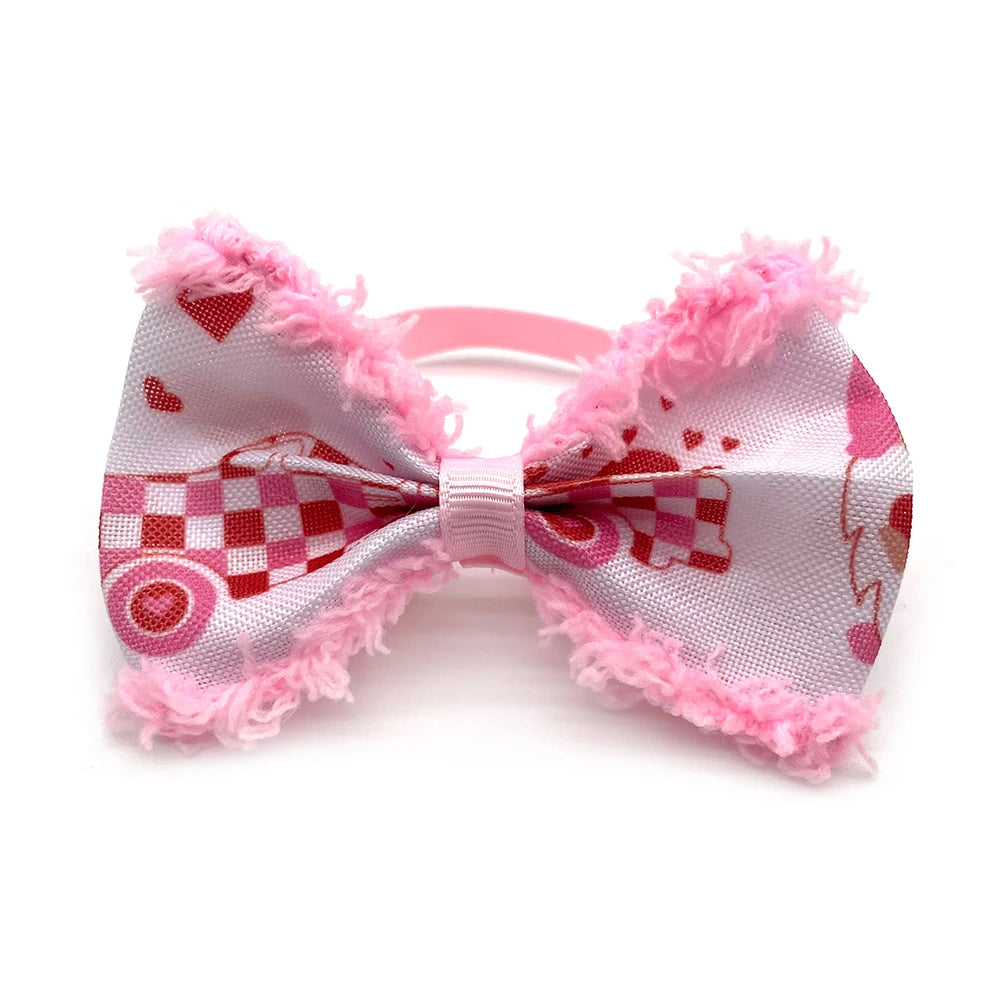 Dog Valentine's Day Bow Ties Pet Dog Neckties Love Pattern Collar for Small Middle Dog Puppy Neckties Pink Bows