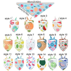 Fashion Hawaiian Style Pet Triangle Scarf Fruit Pattern Adjustable Dog Bandanas Bib Cartoon Soft Dog Neck Scarf for Summer