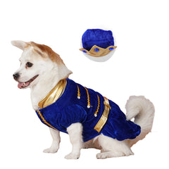 Pet Christmas Clothes Puppy Dog Christmas Jumpsuit Warm Velvet Pet Pajamas with Adjustable Crown Hat for Party Role Play Outfits