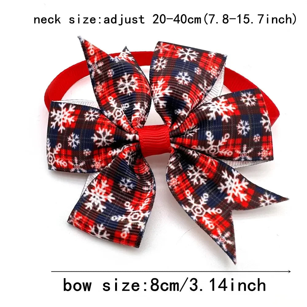 Handmade New Christmas Pet Dog Bow Tie Adjustable Xmas Small Pet Dog for Dog Bow Tie Collar Christmas Dog Grooming Products