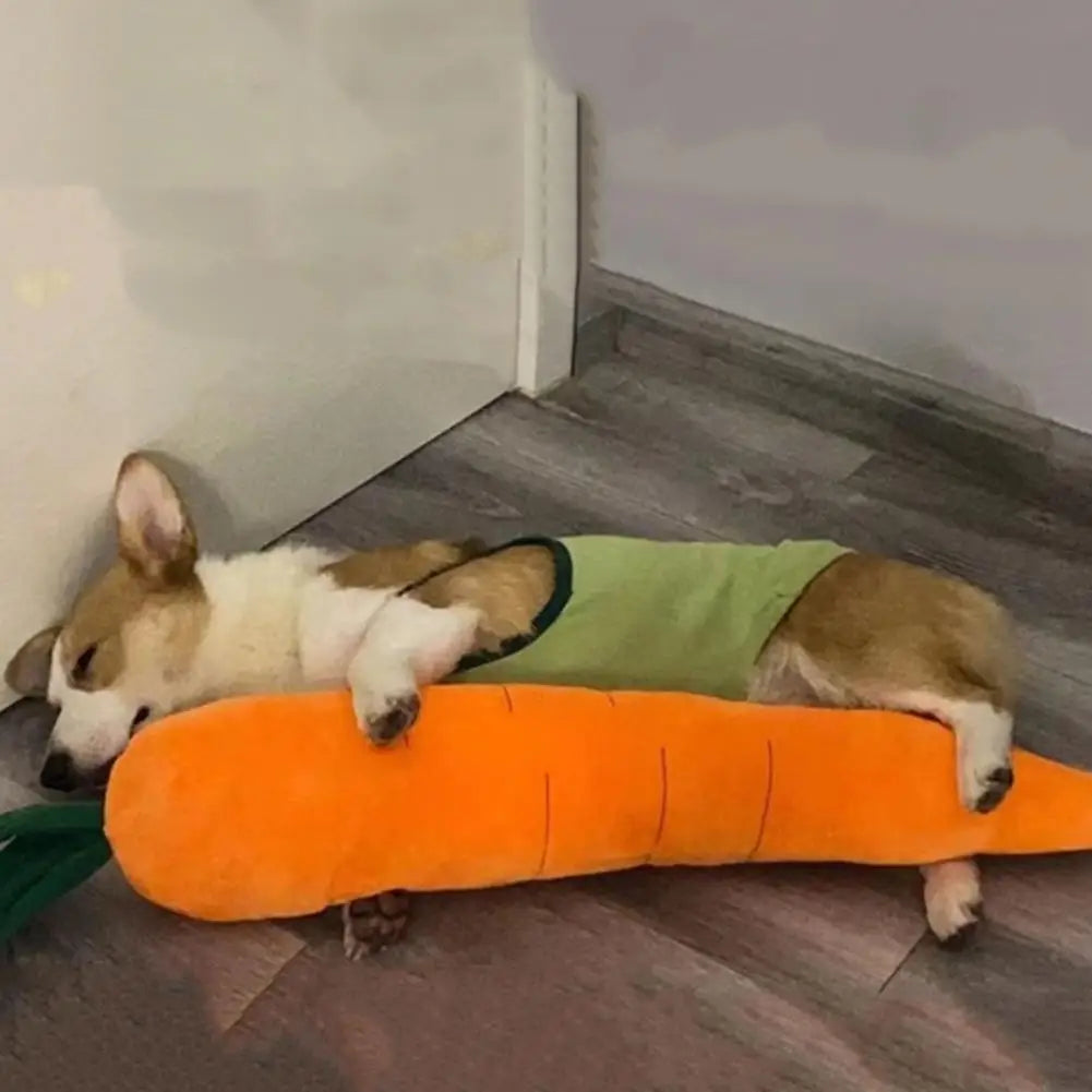 Pet Relaxation Cushion Plush Carrot Dog Toy with Sound for Small Medium Dogs Bite-resistant Pet Chew Toy Comfortable Sleeping