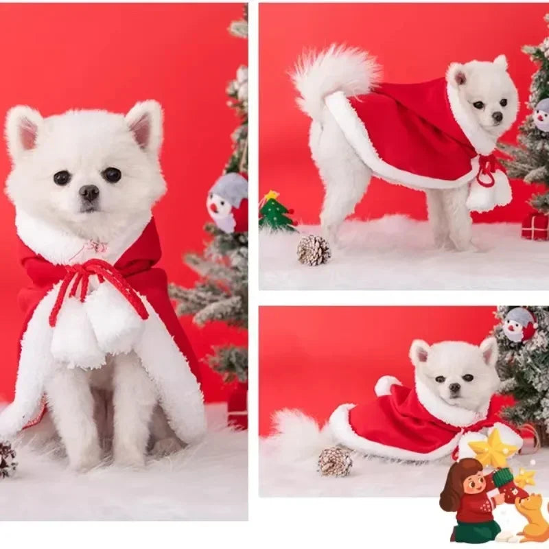 Christmas Small Pets Clothes Hat Scarf Bat Wings Cloak Bib Funny Cat Dog Cosplay Costume for Xmas Party Kitten Puppy Costumes