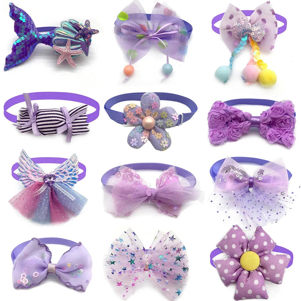 50pcs Cute Pet Cat Dog Bow Ties Wing Style Pet Dog Bow Tie Collar Adjustable Small Dog Neckties Dog Accessories Pet Supplies