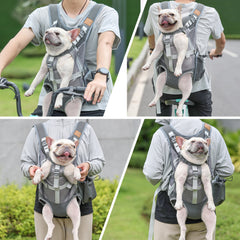 Dog Carrier Backpack for Small Dogs Breathable Hands-Free Adjustable Legs-Out Dog Bag Pet Travel Bag for Biking Hiking Walking