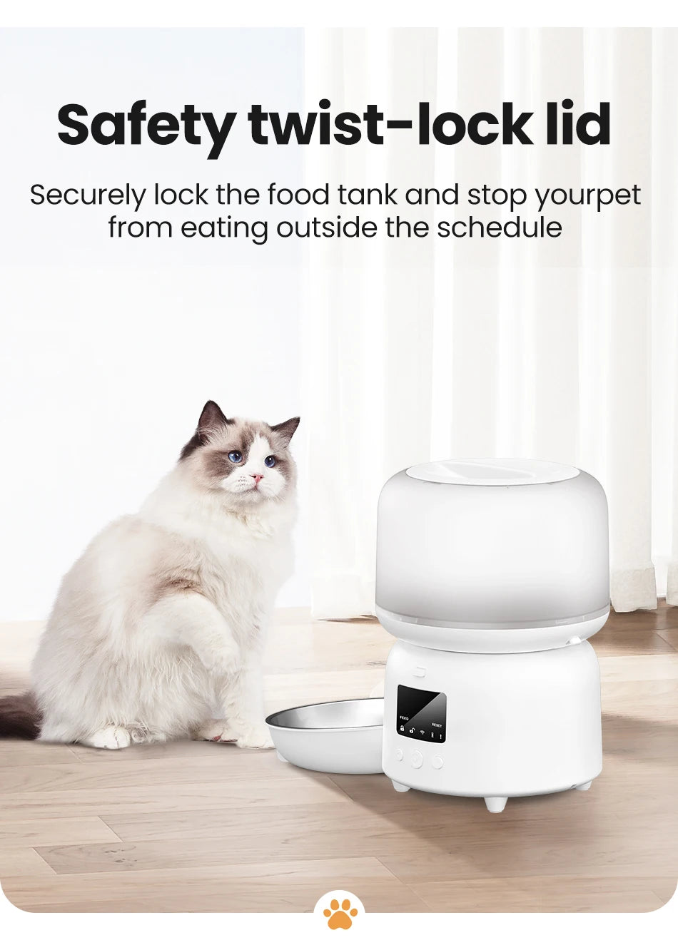 ROJECO WiFi Automatic Cat Feeder 3L Smart Pet Food Dispenser APP Remote Control Pet Feeder Feeding Food Bowl Cat Accessories